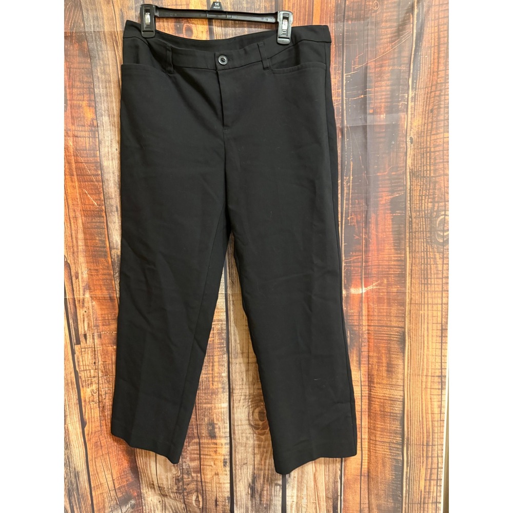 Christopher & Banks Women Black Straight Leg Dress Pants Size 12 Short Stretch